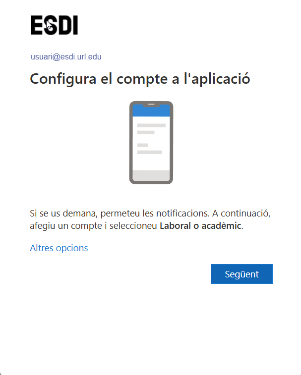 Configura el compte a l'aplicació