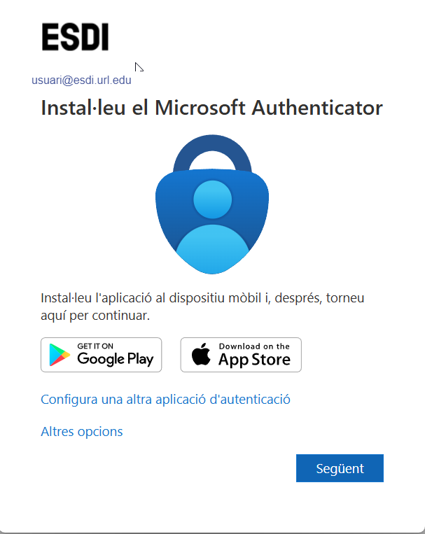 Instal·leu el Microsoft Authenticator