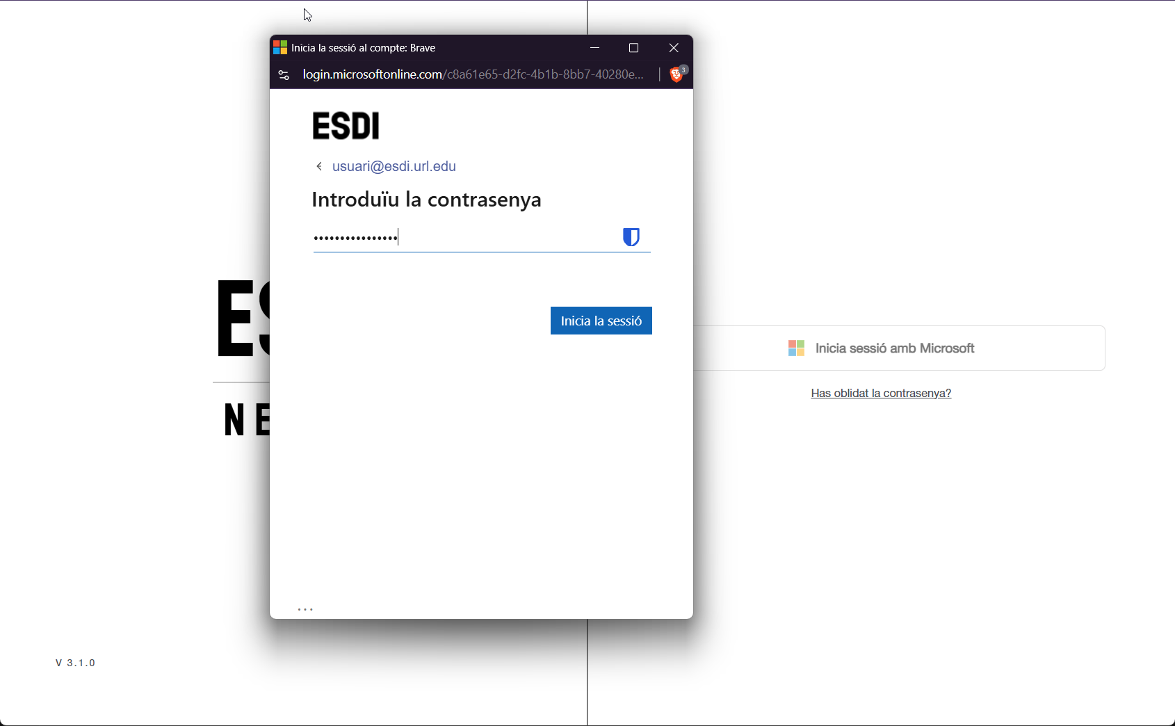 Finestra de Microsoft demanant la contrasenya