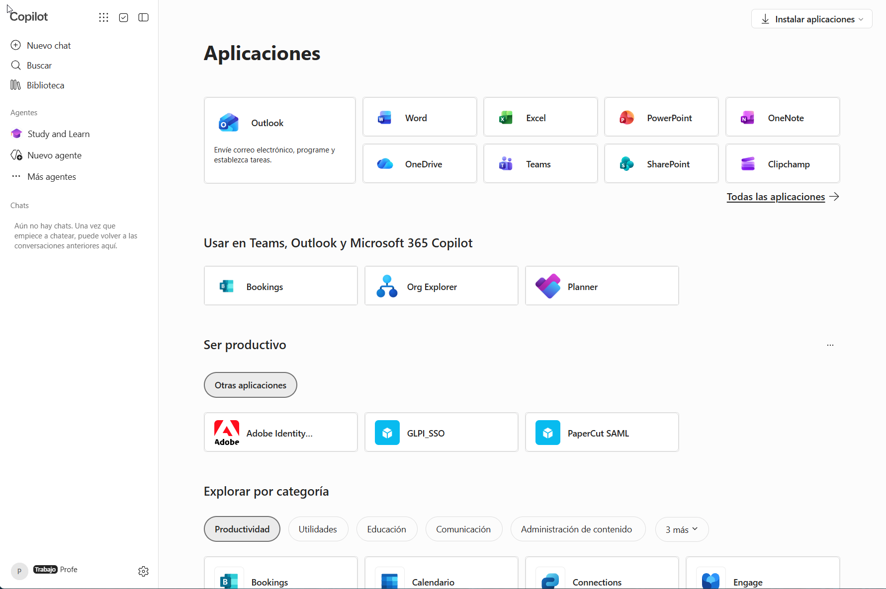 Pantalla d'aplicacions amb el botó Instalar aplicaciones